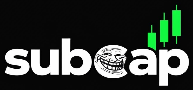 subcap logo: the word subcap with a troll face in the c and three rising green candlesticks